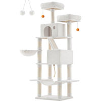 Produktbild von Große Kratzsäule für Katzen aus Plüsch und Sisal in Creme Weiß 60cm x 50cm x 206cm
