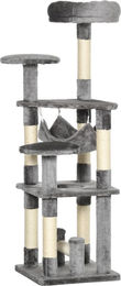 Großer Katzenkratzbaum mit Hängematte in Grau aus Plüsch und Sisal, 40 x 40 x 132 cm – Bild 1 von 3