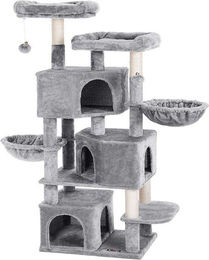 Großer Kratzbaum aus Holz, Plüsch und Sisal in Schwarz und Grau, 164 cm, für Katzen aller Altersstufen – Bild 1 von 3