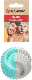 Growi Flamingo Hundespielzeug Dental Ball aus Gummi Weiß Grün 8 cm zur Zahnpflege – Bild 1 von 3
