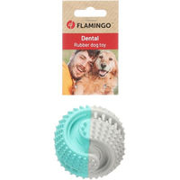 Produktbild von Growi Flamingo Hundespielzeug Dental Ball aus Gummi Weiß Grün 8 cm zur Zahnpflege