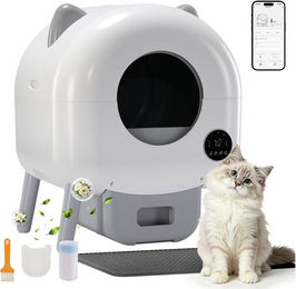 GTPLAYER Selbstreinigende Katzentoilette Jumbo mit App-Steuerung und Infrarotsensor Weiß – Bild 1 von 2