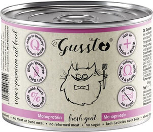 Produktbild von Gussto Cat Fresh Goat Nassfutter für Katzen Adult mit Ziegenfleisch Stückchen in Sauce Hypoallergen Monoprotein 200g