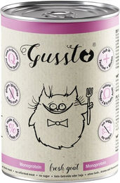 Produktbild von GUSSTO Cat Fresh Goat Nassfutter für Katzen mit Ziegenfleisch Stückchen in Sauce Monoprotein Sensitive 400g