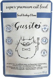 Produktbild von GUSSTO Cat Fresh Katzenfutter Truthahn und Thunfisch Stückchen in Sauce 85 g hypoallergen - 85 g