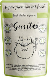 Produktbild von Gussto Cat Fresh Nassfutter für Katzen Huhn mit Garnelen Stückchen in Sauce getreidefrei und hypoallergen 85 g