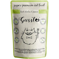 Produktbild von Gussto Cat Fresh Nassfutter für Katzen Huhn mit Garnelen Stückchen in Sauce getreidefrei und hypoallergen 85 g