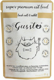 Gussto Katzen Nassfutter Kalb und Kaninchen Stückchen in Sauce getreidefrei monoprotein für alle Altersstufen 24x85 g - 85 g – Bild 1 von 3