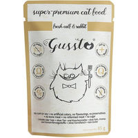 Produktbild von Gussto Katzen Nassfutter Kalb und Kaninchen Stückchen in Sauce getreidefrei monoprotein für alle Altersstufen 24x85 g - 85 g