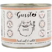Produktbild von Gussto Katzen Nassfutter Kalb und Kaninchen Stückchen in Sauce getreidefrei monoprotein für alle Altersstufen 6x200 g - 200 g