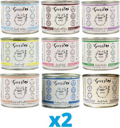 Produktbild von Gussto Katzen Nassfutter Mix Stückchen in Sauce Monoprotein Hypoallergen 18x200 g