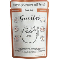 Produktbild von Gussto Katzen Nassfutter Rind getreidefrei für alle Altersstufen 24x85 g - 85 g