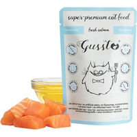 Produktbild von GUSSTO Katzenfutter Lachs Stückchen in Sauce Hypoallergen Monoprotein 85 g