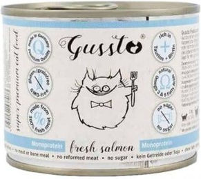 Produktbild von Gussto Katzenfutter Lachs Stückchen in Sauce Monoprotein Hypoallergen 200 g - 200 g