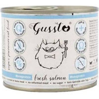 Produktbild von Gussto Katzenfutter Lachs Stückchen in Sauce Monoprotein Hypoallergen 200 g - 200 g