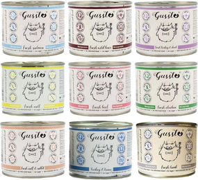 Produktbild von Gussto Katzenfutter Mix Sensitive Monoprotein Hypoallergen 9x200 g