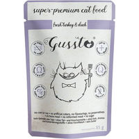 Produktbild von GUSSTO Katzenfutter Pute und Ente Stückchen in Sauce Monoprotein Sensitive Hypoallergen 85 g - 85 g
