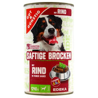 Produktbild von Gut & Günstig Hundefutter Adult Stückchen in Sauce mit Rind 6 x 1,24 kg
