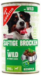 Gut & Günstig Hundefutter Saftige Brocken mit Wild in Sauce Adult 6er Pack (6 x 1,24 kg Dose) – Bild 1 von 2