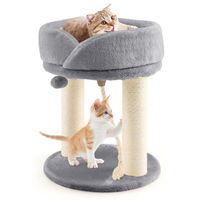 Produktbild von GYMAX Kratzbaum Grau mit Katzenhaus, Sisal-Säule und Hängender Kugel, 50,5 cm hoch