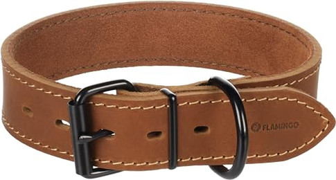 Produktbild von Halsband Montana Leder breit Cognac L 45-55 cm 40 mm
