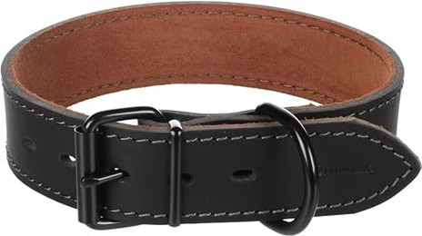 Produktbild von Halsband Montana Leder breit schwarz L 45-55 cm 40 mm