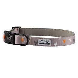 Halsband Nylon mit Neopren Arizona Hotdogs Sweet Love Herzchenmuster Taupe L – Bild 1 von 4