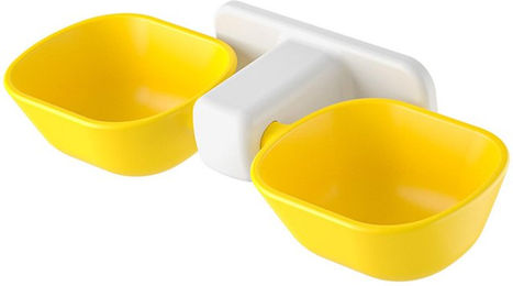 Produktbild von Hängende Katzennapfschalen Verhindern Verschütten Verdickend Verstellbar Erhöht Wandmontierter Katzentrinknapf gelb