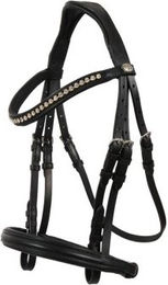 Hans Melzer Horse Equipment Hans Melzer Trense Valluhn schwarz/silber englisches Reithalfter ohne Sperrriemen WB EXTRA (KB-Kaltblut) – Bild 1 von 2