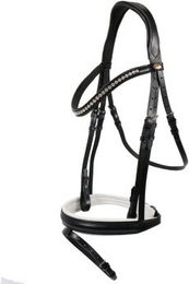 Hans Melzer Horse Equipment Hans Melzer Trense Wiesbaden schwarz/silberne Kristalle weiß unterlegt SH (Shetlandpony) – Bild 1 von 2