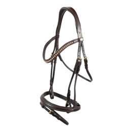 Hans Melzer Horse Equipment Trense Mechtersen braun/messing Warmblut – Bild 1 von 6