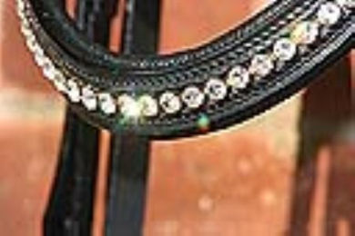 Hans Melzer Stirnriemen Wiesbaden schwarz mit silbernen Steinen Vollblut – Bild 1 von 2