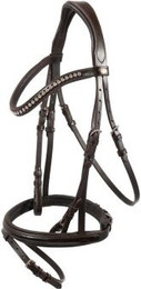 Produktbild von Hans Melzer Trense Calgary englisches Reithalfter braun/silber Lack