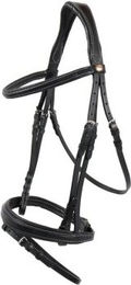 Hans Melzer Trense Rüspel schwarz/silber mit englischem Reithalfter – Bild 1 von 2