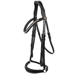 Hans Melzer Trense Valluhn schwarz/silber mit Hannoverschem Reithalfter – Bild 1 von 3