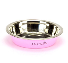 Produktbild von Happet Katzennapf aus Edelstahl flach rosa/blau - 0,4 l
