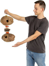 Produktbild von Happy Bird Vogelspielplatz Kokusnuss-Holz Vogelspielzeug Coco Natural Double Fun - 1 Stk.