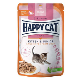 Produktbild von Happy Cat Katzen Nassfutter Kitten & Junior Land Ente - 20 x 85 g