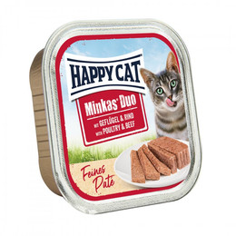 Produktbild von Happy Cat Katzen Nassfutter Minkas Duo Geflügel & Rind Paté - 16 x 100 g
