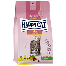 Produktbild von Happy Cat Katzen Trockenfutter Junior Land Geflügel - 6 x 300 g