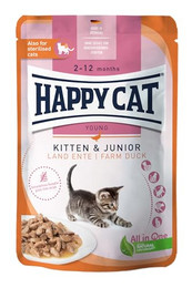 Produktbild von Happy Cat Meat in Sauce Kitten & Junior Land Ente - 20 x 85 g