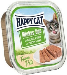 Produktbild von HAPPY CAT Minkas Duo Nassfutter Katze Adult Geflügel & Lamm Paté - 16 x 100 g