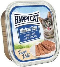 Produktbild von HAPPY CAT Minkas Duo Nassfutter Katze Adult Rind & Lachs Paté - 16 x 100 g
