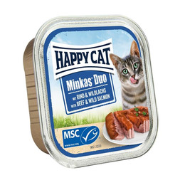 Produktbild von Happy Cat Minkas Duo Rind & Wildlachs Katzen-Nassfutter - 12 x 100 g