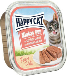 Produktbild von Happy Cat Minkas DuoPaté Geflügel und Lachs - 16 x 100 g