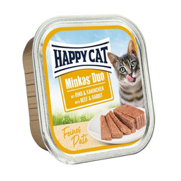Produktbild von Happy Cat Minkas DuoPaté Rind und Kaninchen - 16 x 100 g