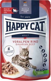 Produktbild von Happy Cat Pouch Meat in Sauce Voralpen-Rind - 12 x 85 g