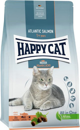 Produktbild von HAPPY CAT Supreme Indoor Adult Atlantik-Lachs Katzentrockenfutter Sparpaket 2 x 4 Kilogramm
