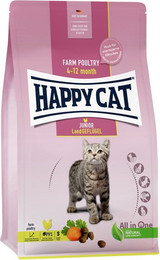 Produktbild von HAPPY CAT Supreme Young Junior Land-Geflügel Katzentrockenfutter Sparpaket 2 x 4 Kilogramm