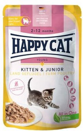 Produktbild von HAPPY CAT Young Nassfutter Katze Kitten & Junior Land Geflügel Meat in Sauce - 20 x 85 g